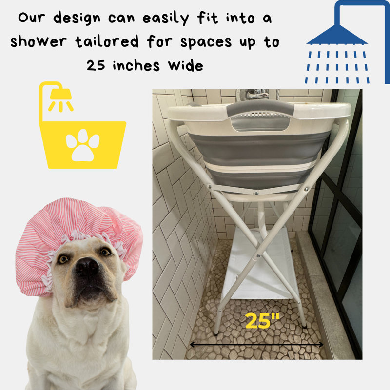 Image showcasing LONGDOG IMPRESSIONS Collapsible Elevated Pet Bathtub, Foldable Washing ...